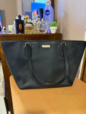 kate spade Black Saffiano Tote with Gold Hardware